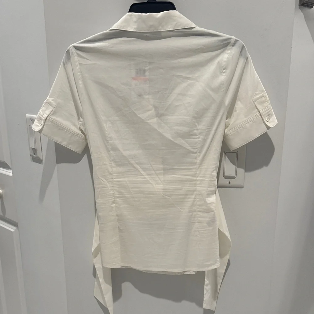 BCBGMaxAzria White Button Down Women's Shirt - Picture 3 of 5